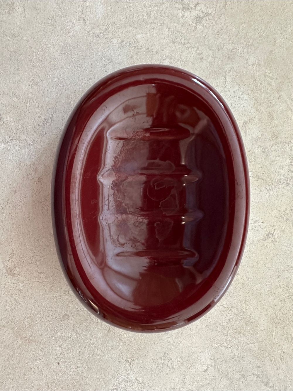 Glossy Oval Ceramic Soap dish in Deep Burgundy